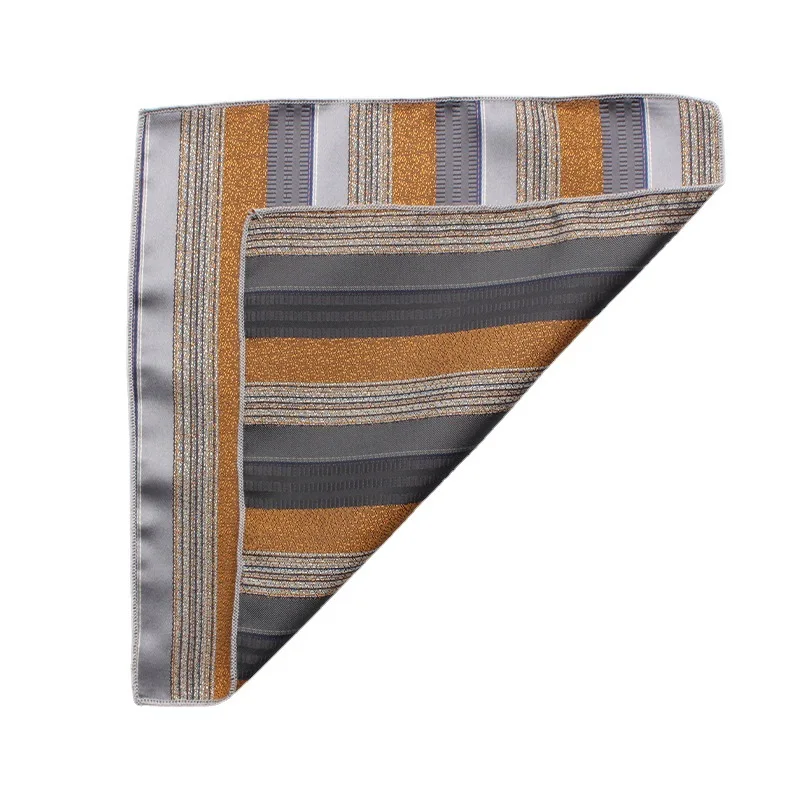 Striped High Grade Brand Silk Kerchief Man Dark Blue Striped April Fool's Day Fit Formal Party Pocket Square Handkerchiefs