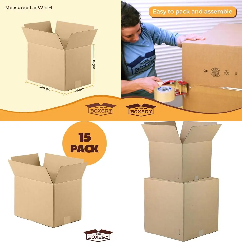 

15-Pack 22x18x16 Inch Brown Corrugated Cardboard Boxes for Shipping, Packing, Moving, and Storage - Durable, Eco-Friendly, Recyc