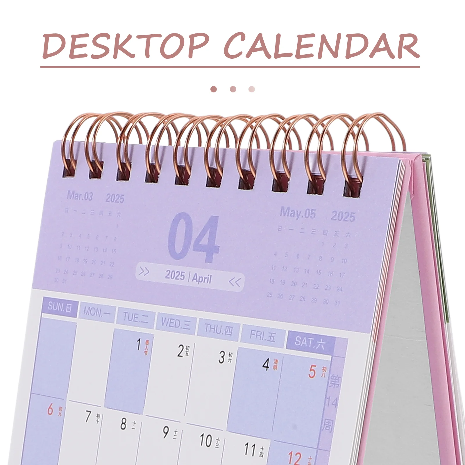 Desk Calendar 2025 Planner Table Top Monthly Small Flip Vertical Display Run Pink for Classroom Office