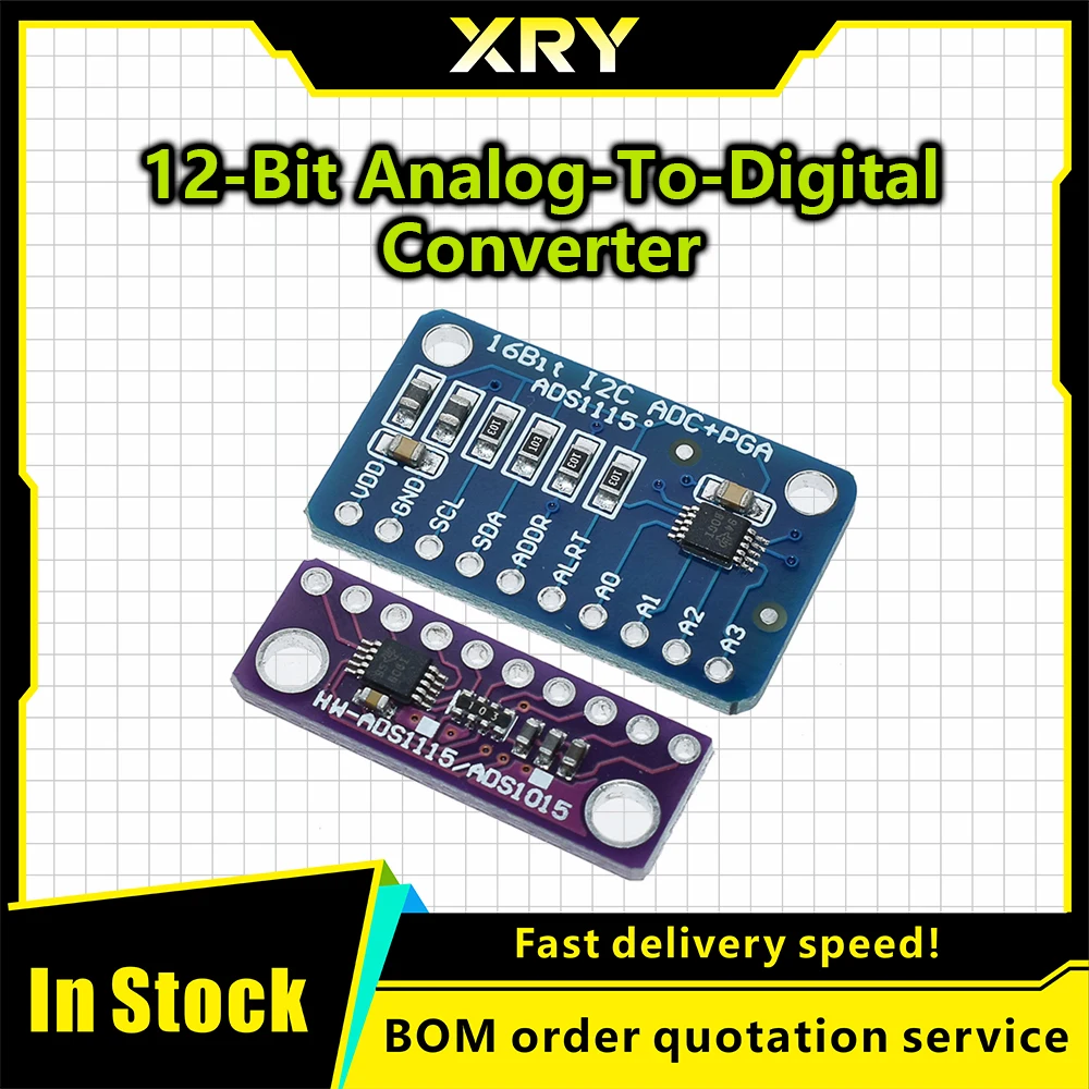 XRY Módulo ADS1015 I2C de 16 bits, 4 canales con amplificador de ganancia Pro de 2,0 V a 5,5 V para Arduino RPi