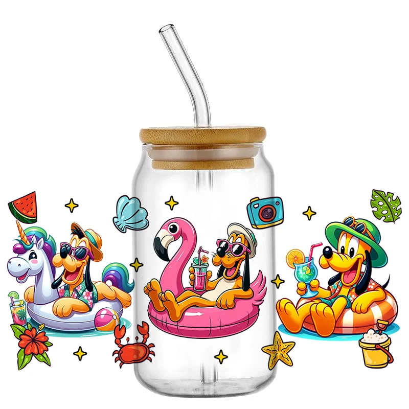 Mixed cartoon characters 16OZ UV DTF Cup Wrap Sticker Waterproof DIY Durable Transfer For Libbey Glass Summer Party Decor