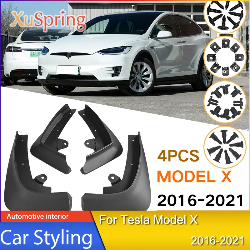 

Car Mudflaps Splash Guards Front Rear Mudguards Fenders Assessories Car-Styling For Tesla Model X 2017 2018 2019 2020 2021 2022