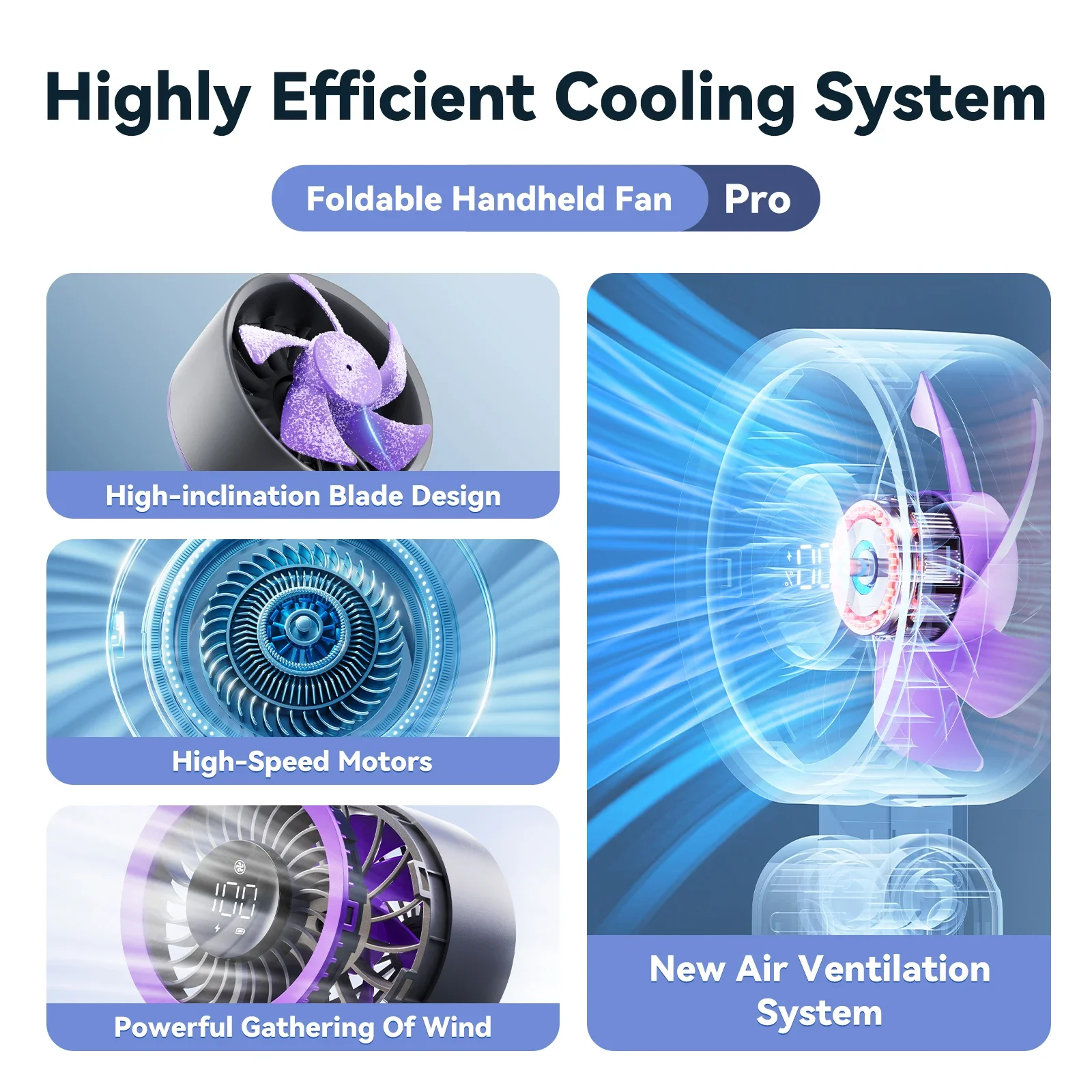 مروحة MUXNW 3 في 1 المحمولة المحمولة: مروحة شخصية صغيرة بقدرة 3600 مللي أمبير في الساعة قابلة لإعادة الشحن وقابلة للطي USB - تبريد صيفي للسفر على الشاطئ