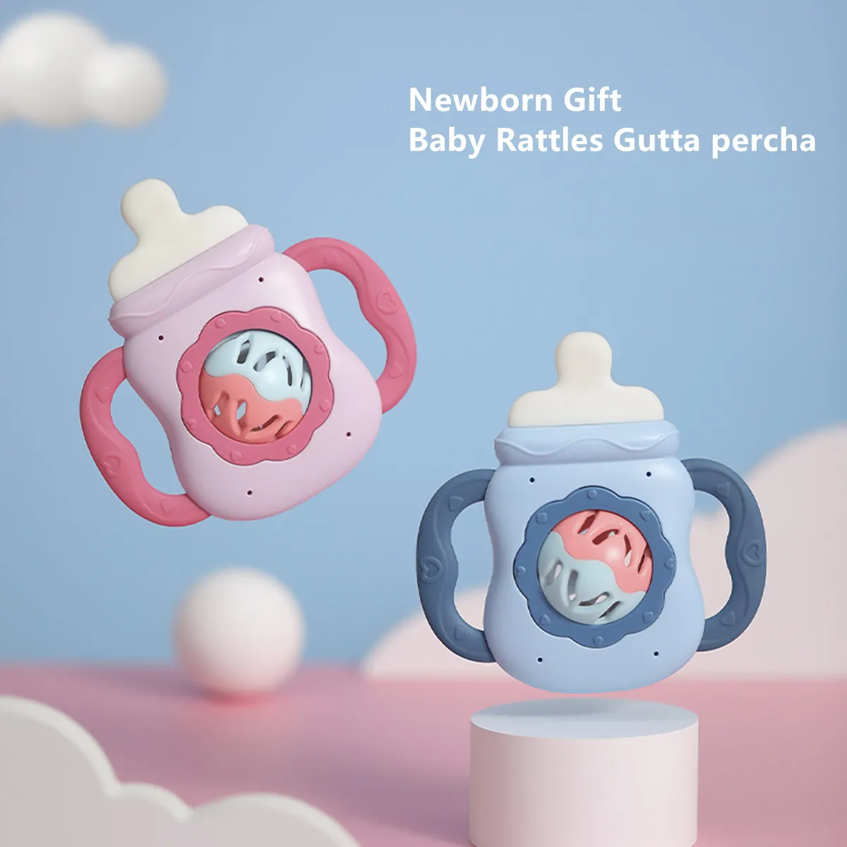 Baby Rassel Spielzeug Milch Pflege Flasche Geformt Hand Glocke Kann Getreide Und Gebissen Beißring Neugeborenen Kann Beißring Neugeborenen Geschenk