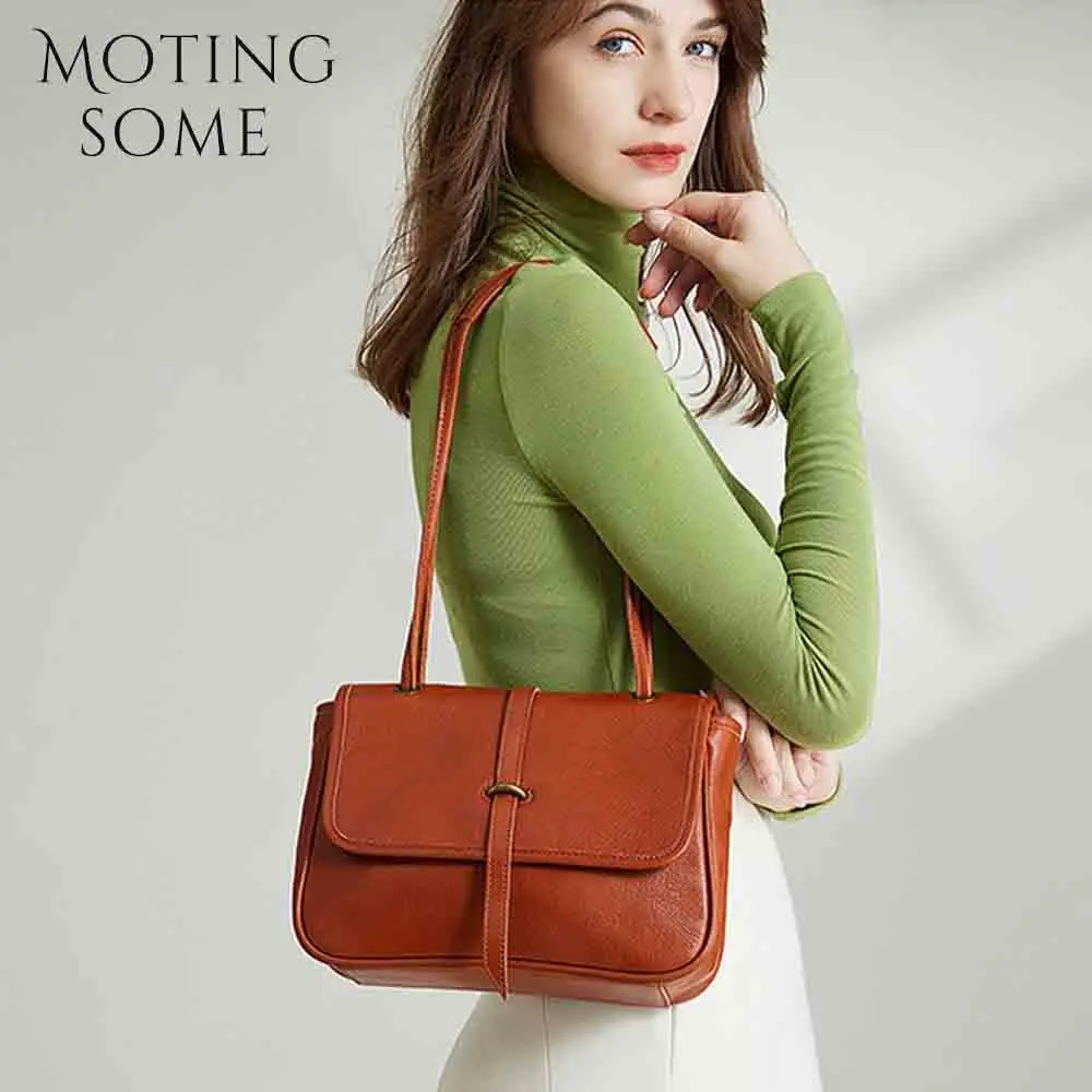 

Motingsome Retro Messenger Bag Woman Shoulder Bag Thick Cowhide Handbag and Purses Crossbody Vintage Soft Satchel Black 2024 New