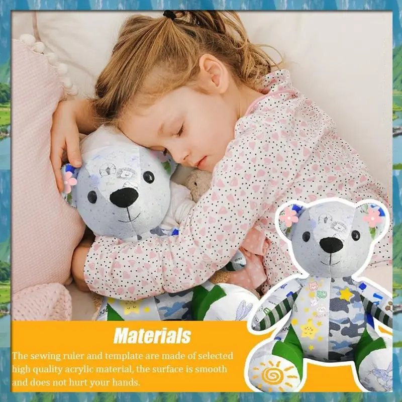 نمط الخياطة الدب الذاكرة 10 & 15 بوصة قالب الدب الذاكرة حاكم مجموعة نمط قالب الدب الذاكرة ، الذاكرة الاكريليك DIY 1 مجموعة سريعة- #3