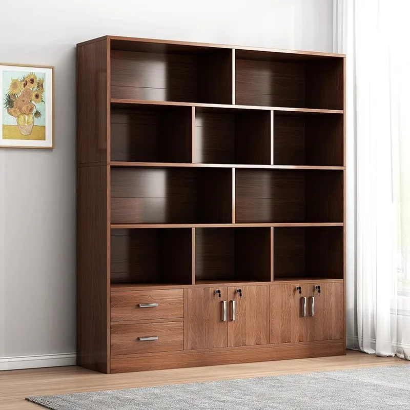 

Solid wood color, bookshelf shelves, floor-to-ceiling living room office filing cabinet