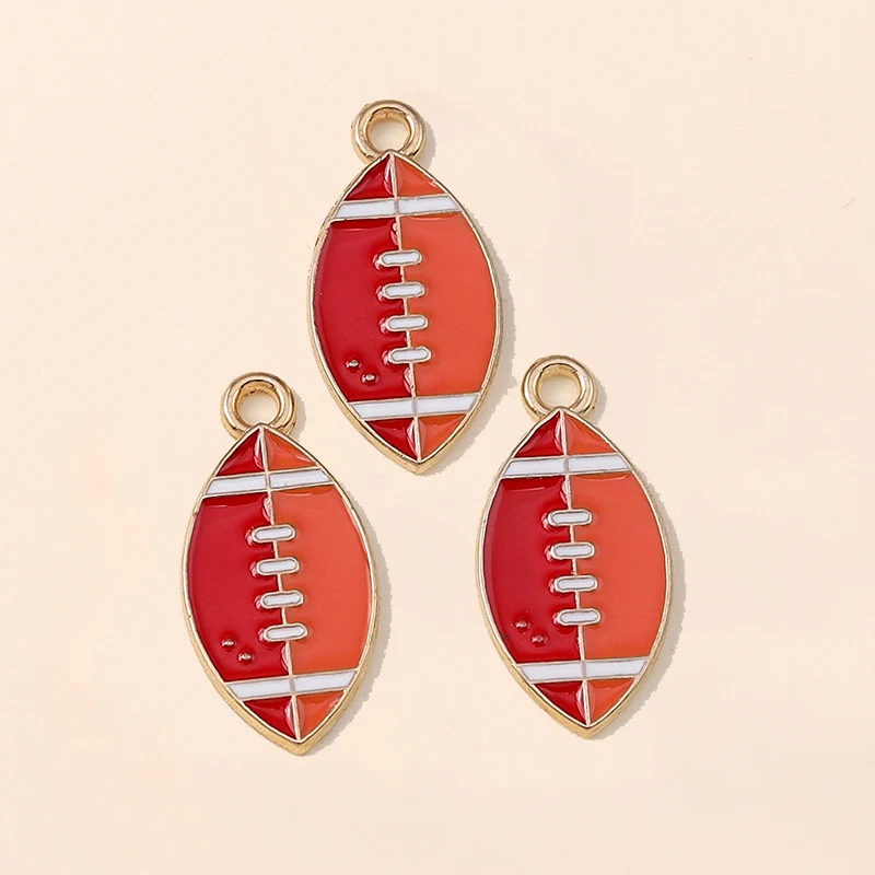 Leslie 10 Stück 10 x 20 mm Emaille American Football Sport Charms Rugby Ball Anhänger für Armband Halskette Schmuckherstellung – Detail 3