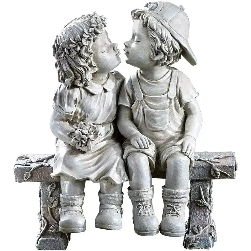 Outdoor resin garden decoration kissing child statue