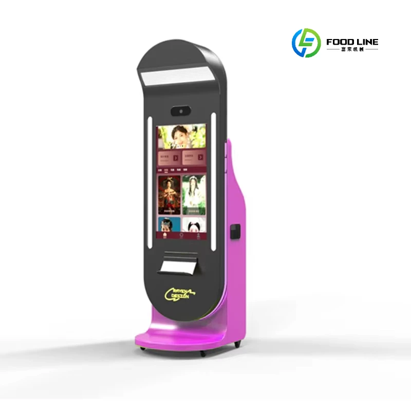 Easy to Operate Vertical Coin-operated AI Photo Booth with Metal Construction and English Support Customized