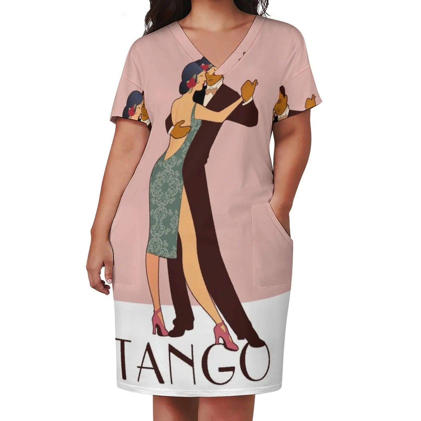 Art Deco Argentine Tango A Dreamer`s Dance Vintage Retro Art Argentina Buenos Aires Montevideo Loose Pocket Dress