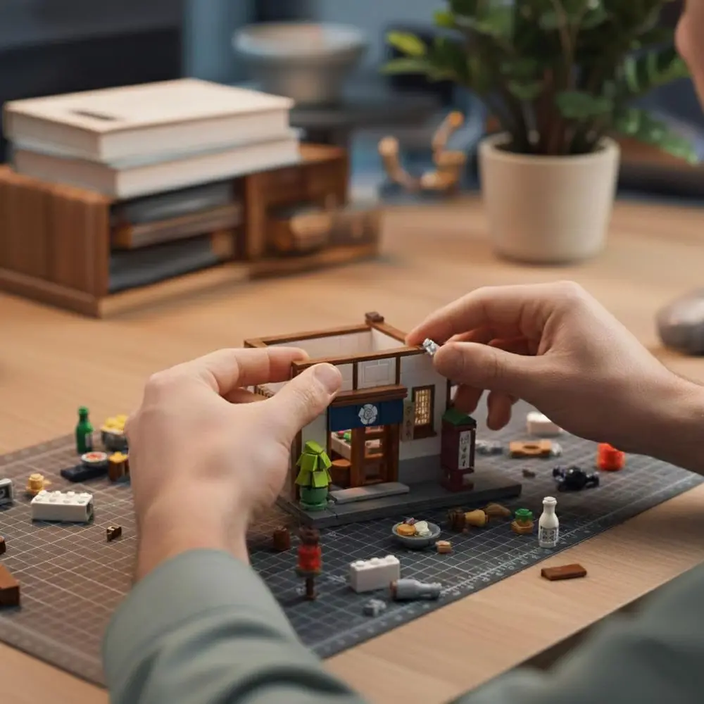 Set da costruzione Izakaya in stile giapponese C66019W: 1195 pezzi Regalo modulare illuminato per adolescenti e adulti