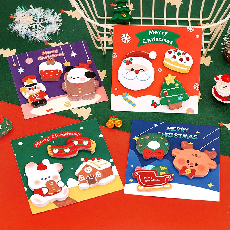 60 arkuszy Cartoon Christmas Sticky Notes Student Guestbook Mini Pocket Notebook Cute Message Notepad Christmas Stationery Gifts