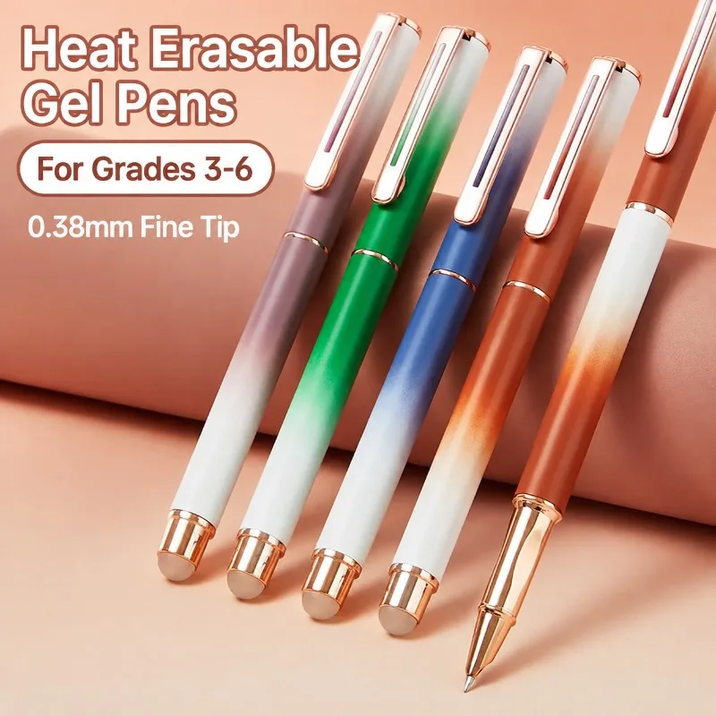 Fountain Pens for Kids Beginners, 0.38mm Fine Nib Heat-Sensitive Erasable Ink Pen, Correct Grip Posture, with Ink Cartridges