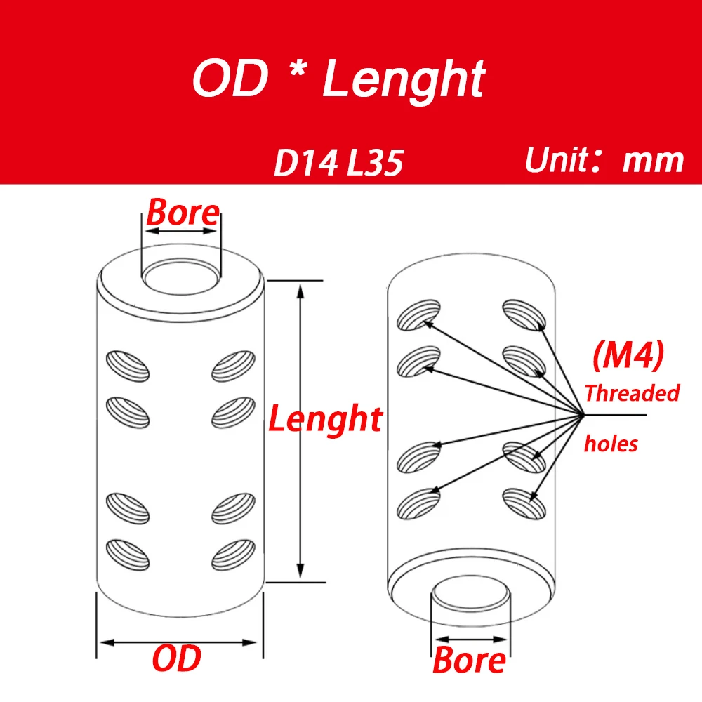1pcs D14 L35 Stainless Steel Set Screw Lengthen Type Rigid Shaft Coupler Bore 4/5/6/6.35/7/8mm High Torque Motor Shaft Connector