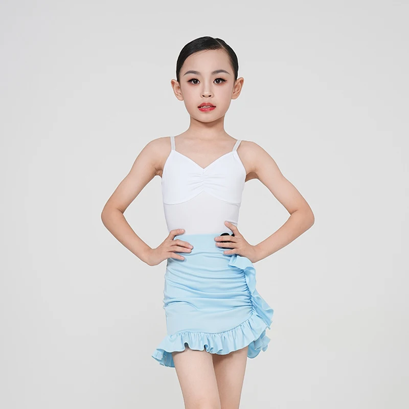 فستان رقص لاتيني بحمالات للأطفال ملابس أداء الرقص فتاة سامبا رومبا ممارسة الملابس زي التشجيع XH2597