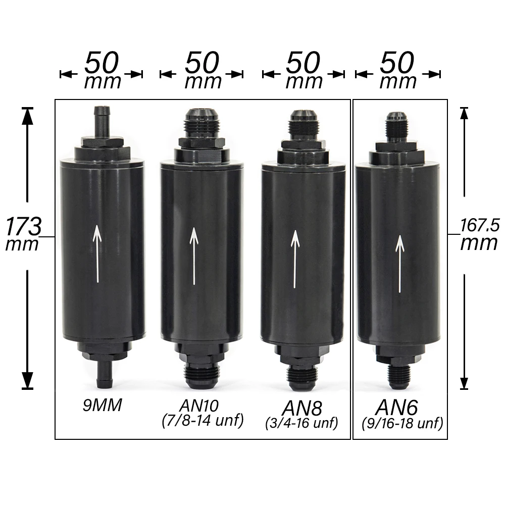 Universal 9MM/AN6/AN8/AN10 fuel oil filterconnect auto aluminum oil filter for e85 fuel bracket fuel system