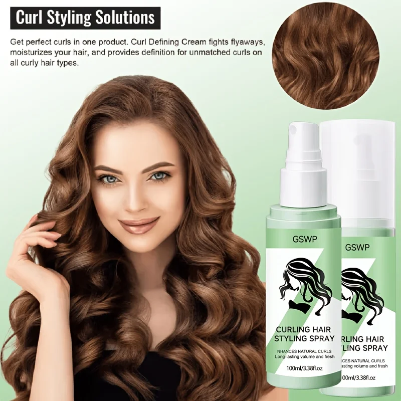 GSWP Curly Hair Styling Spray. The Curl Lasts Long Without Collapsing and Remains Bouncy. Providing Moisture. 100/200ML