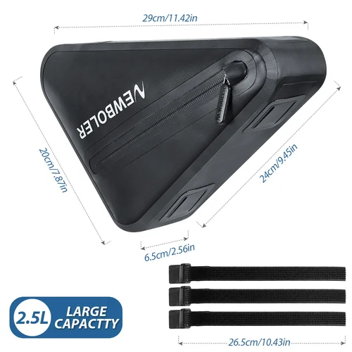 Imagen 2 del producto NEWBOLER 100% bolsa de tubo de ciclismo impermeable 2.5L MTB bicicleta de carretera bolsa triangular marco de ciclismo bolsas delanteras herramientas de reparación bolsa de bicicleta