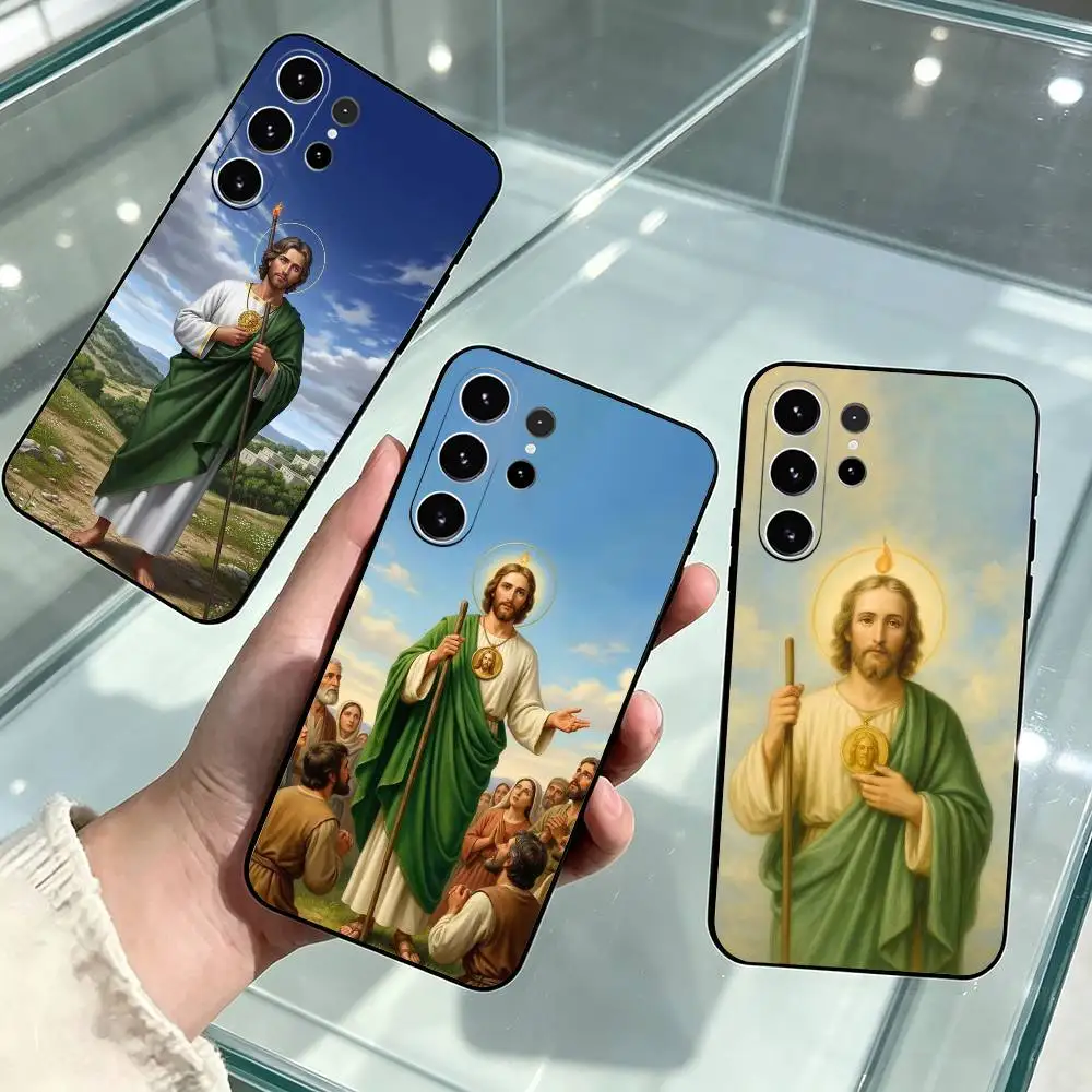Saint Jude Thaddaeus  Phone Case Black Silicone Soft For Samsung S26,S25,S24,S23,S22,S21,S30,Ultra,Plus,Fe,Lite