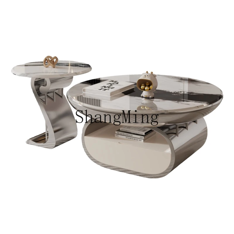 

FG light luxury minimalist microcrystalline stone villa household living room small apartment marble coffee table TV cabinet