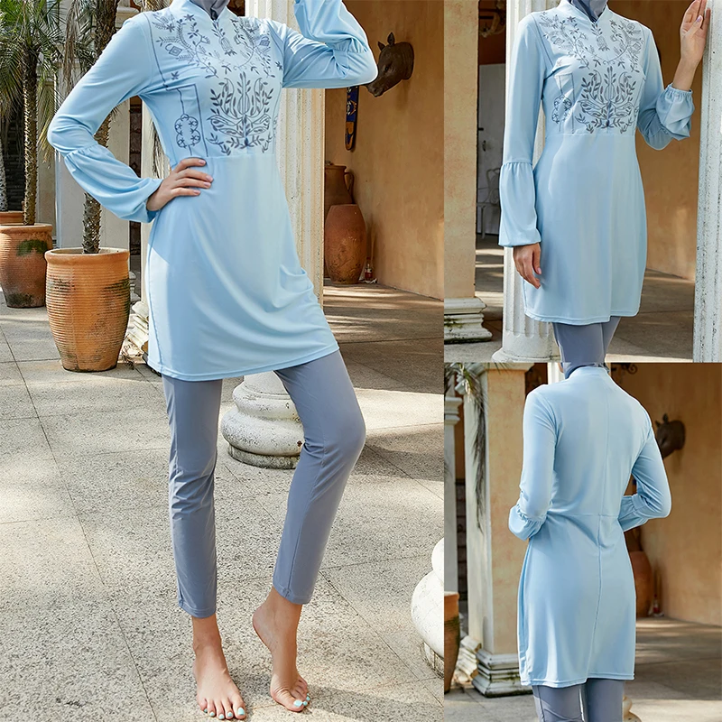 2024 Burkini Long Islamic Modest Muslim\'s Swimwears Swimming Suit for Women Clothing with Hijab Islam Female 3 Pieces Beachwear