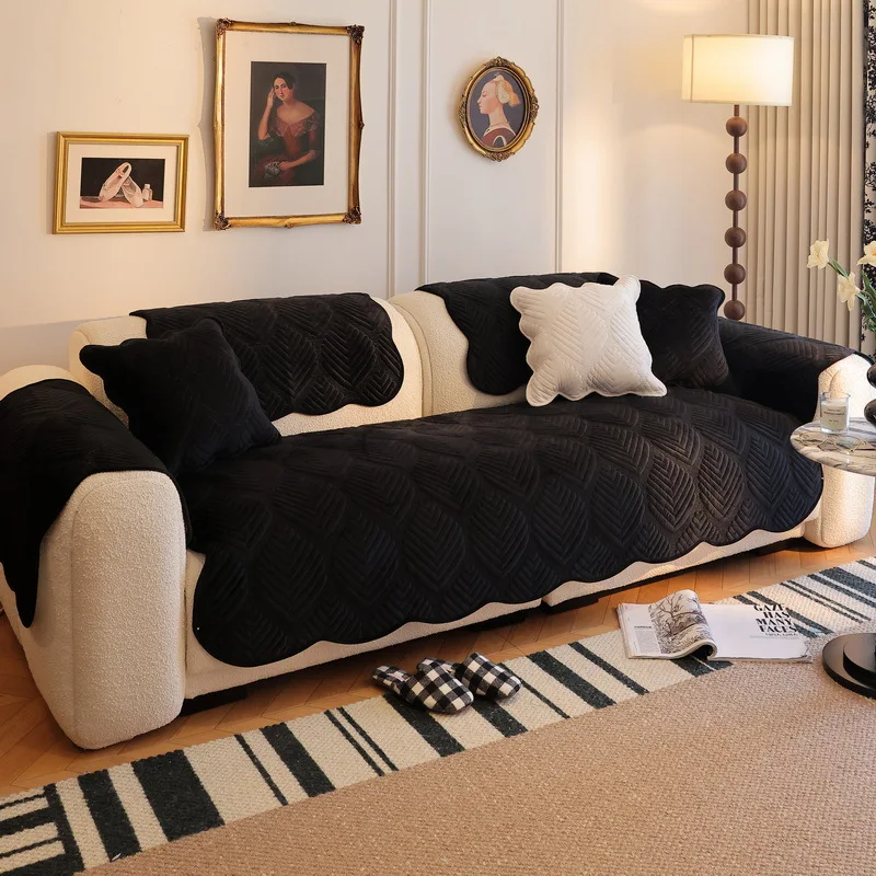 

Jacquard Plush Living Room Sofa Cover Universal Non-Slip Thickened Cushion Winter Warm Sofa Armrest Backrest Cover Cloth Blanket