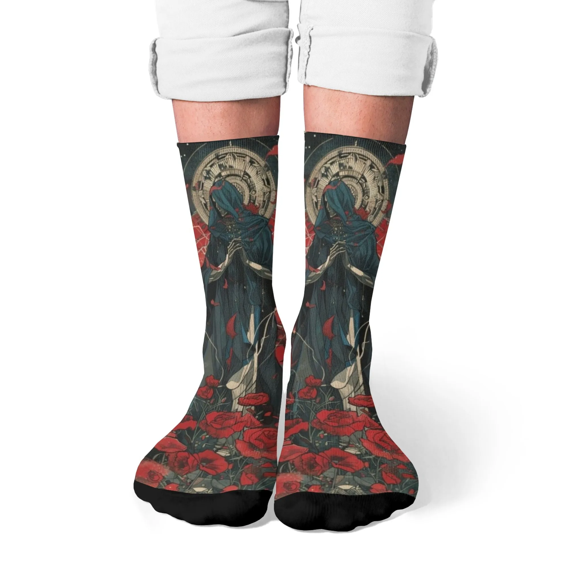 Style gothique nuit sombre sainte ombre rose élément confortable respirant hommes chaussettes quotidien décontracté hip hop chaussettes cadeau