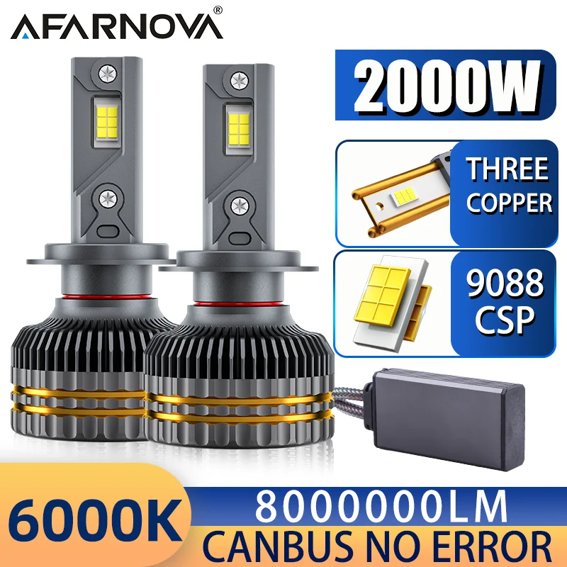 

2000W H1 LED Headlight 8000000LM Led Canbus Car Lamps H3 H4 H7 H11 H13 9005 9006 9007 Canbus Auto Fog Lamps Car Light 12V 6000K