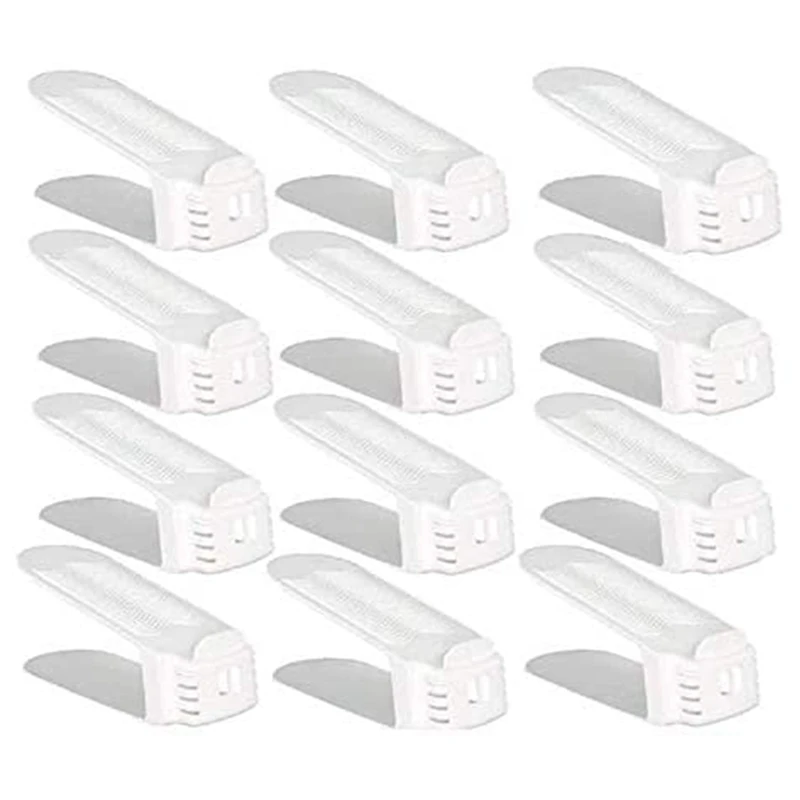 12 Packs Adjustable Shoe Slots Organizer,Shoe Racks,Shoe Holder Storage,Shoe Stacker For Girls,Ladies&Family