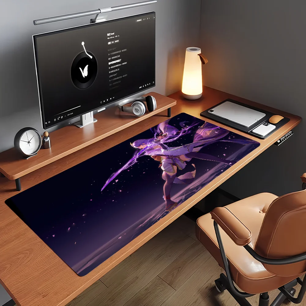 Genshin Impact Raiden Shogun MousePad Non-slip Locking Edge DeskMat PC Laptop Accessories Rubber Office Keyboard Game 350x900x3 view 5