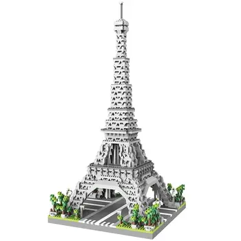 MOC Paris tower street view building block Mini diamond small particle assembly building block decoration toy