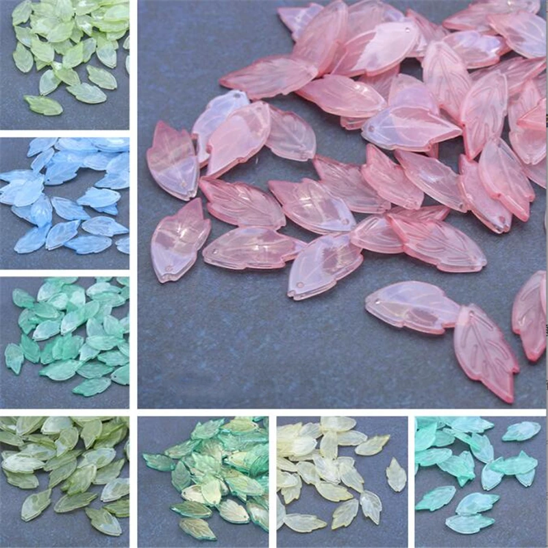 20Pcs/Lot New Creative Glass Leaves Beads 12x26mm Glaze Petals Charm Connectors Diy Earrings Hair Jewelry Making Accessories