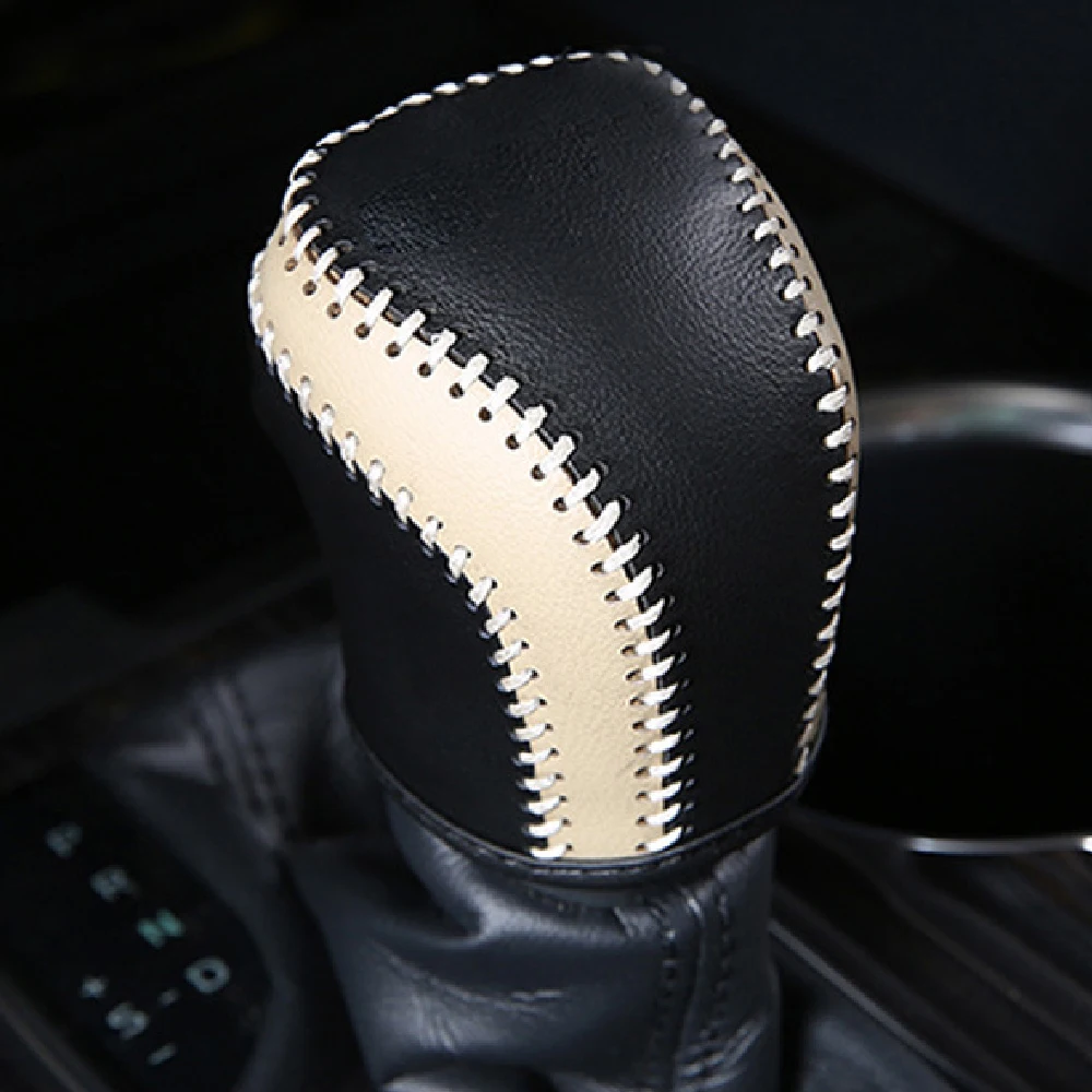 Leather Car AT Gear Shift Knob Cover Gear Head Collars for Toyota Camry 70 Corolla 2019 2020 2021 Interior Accessories