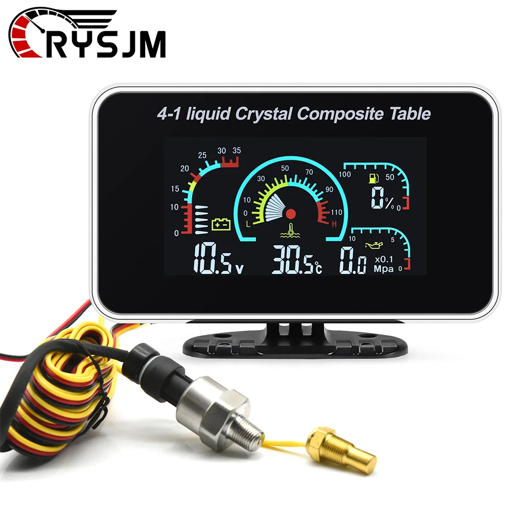 

2 In 1 Gauge / 3 In 1 Gauge / 4 In 1 Gauge LCD Digital Oil Pressure Gauge Oil Water Temp Voltmeter Fuel Level Meter With Sensor
