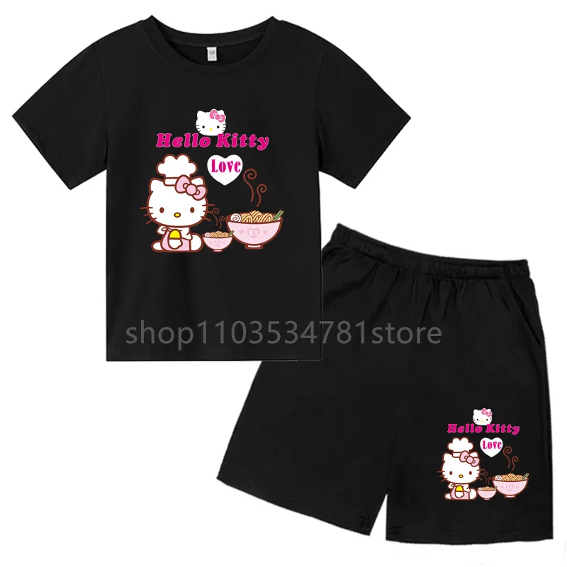 kids Summer Stitch T-shirt Set Boys' Clothing Leisure Cotton Short Sleeve Preschool 3-12 Girls' Cartoon Tops and Stitch Pants