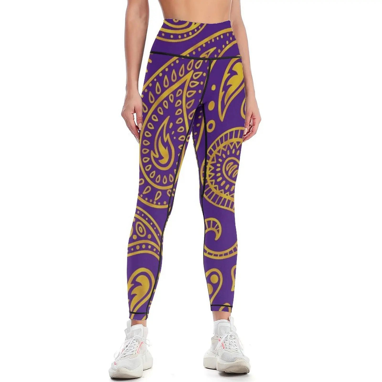 

Gold Paisley Leggings Female legging pants for girls Sweatpants Womens Leggings