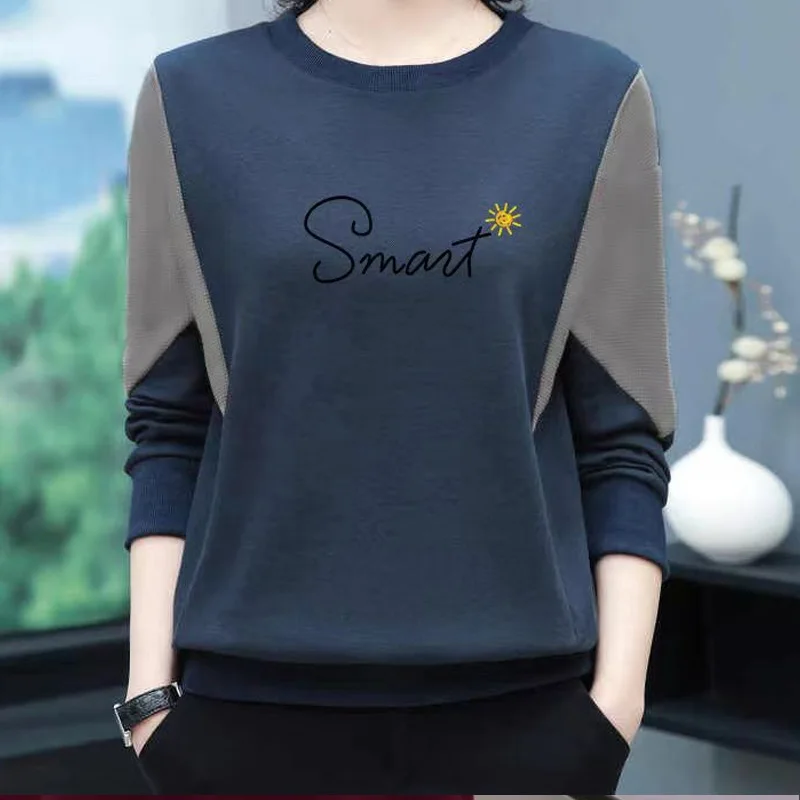 

Autumn Winter Thick O-neck Pullovers Ladies Casual Women's Clothing Long Sleeve Undercoat Simplicity Tops Straight T-Shirts