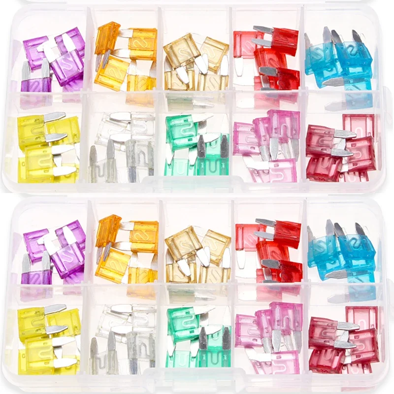 50pcs Auto Car Truck Small Size Blade Fuse Car Styling Cars Safety Blade Fuse Accessories 3A 5A 7.5A 10A 15A 20A 25A 30A 35A 40A