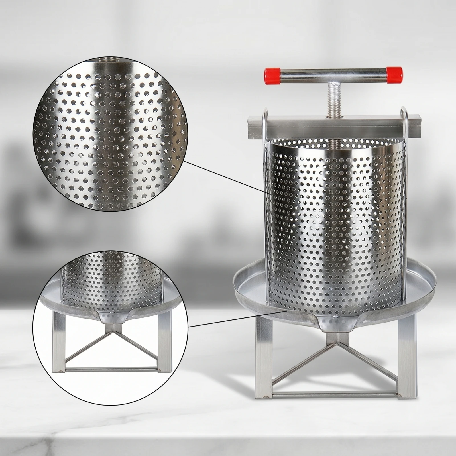 Stainless Steel Honey Press Long-Lasting Manual Honey Press Extractor Heavy-Duty Machine Sturdy for Beekeepers, Home, Kitchen view 4