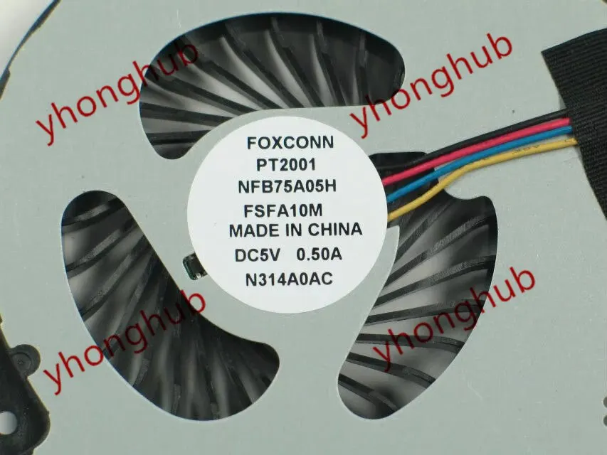 F0XCONN NFB75A05H تيار مستمر 5 فولت 0.50A 4 أسلاك خادم مروحة التبريد