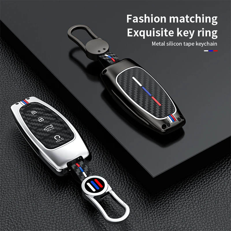 Zinc Alloy Car Key Case Cover for Hyundai Santa Fe Tucson 2022 NEXO NX4 Atos Prime Solaris 2021 4 5 Button Auto Accessories