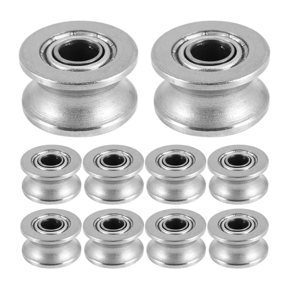 10pcs U Groove Bearing U624ZZ Carbon Steel Durable V Groove Ball Bearing Pulley for Rail Track Linear Motion Systems