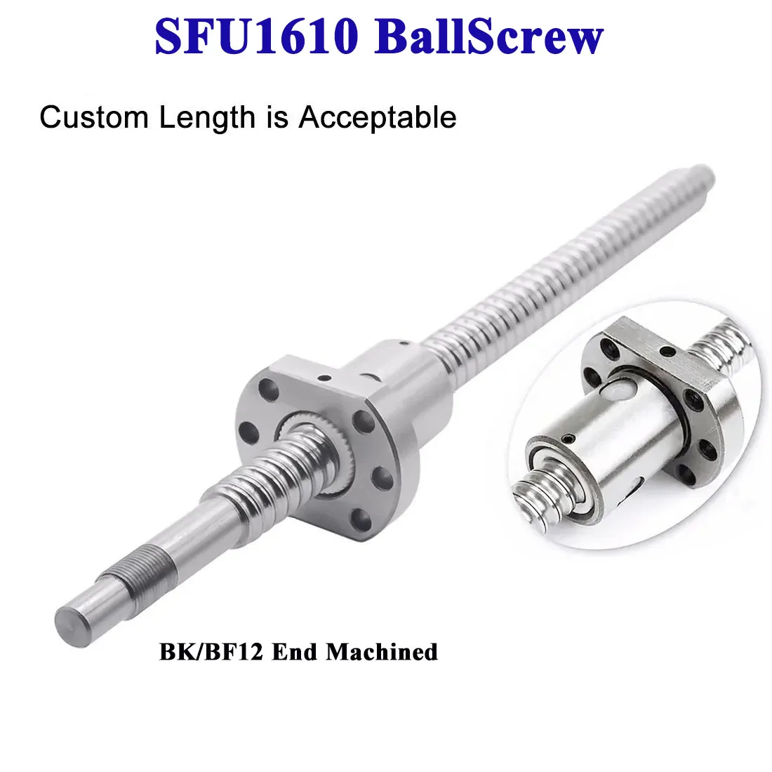 

16mm Lead 10mm 1610 SFU1610 BallScrew C7 Grade with Single Nut BK/BF12 End Machined 1610 Ball Screw For CNC Engraving Machine