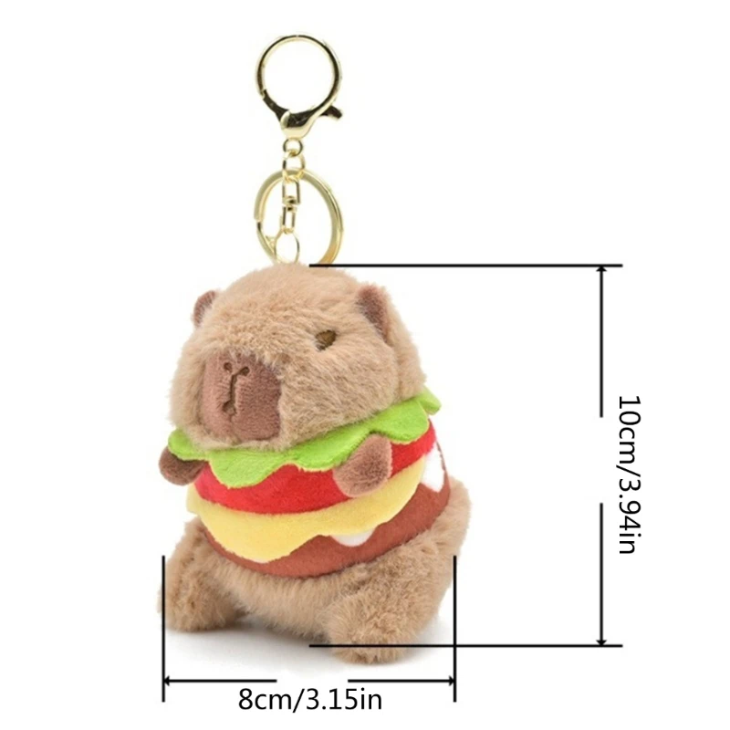 Hamburger Capybara Mặt Dây Chuyền Dễ Thương Sang Trọng Động Vật Móc Chìa Khóa Dễ Thương Lô Mầu Túi Xách Charm Trẻ Goodie