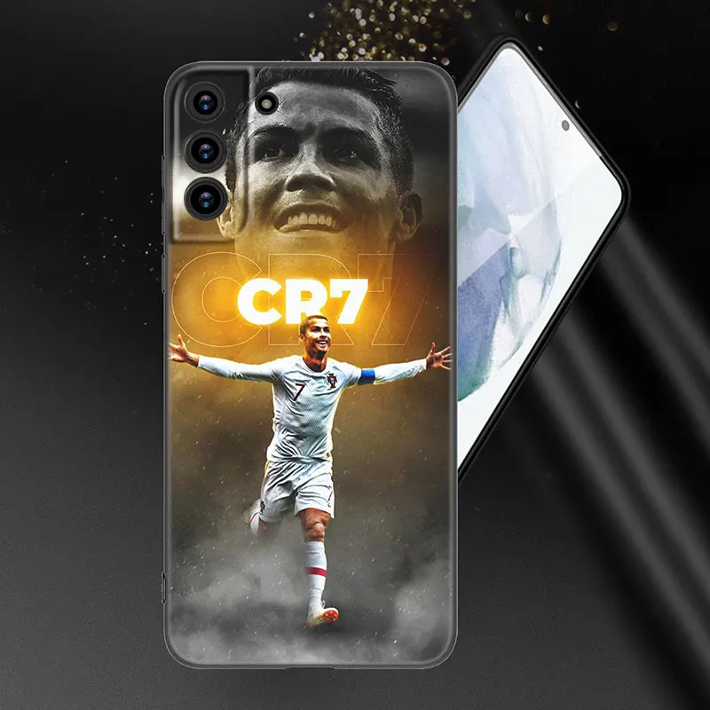 R-Ronaldo Cool CR7 Black Silicone Phone Case For Samsung Galaxy S20 S23 FE S21 S22 S24 Plus Ultra