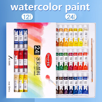 Watercolor Paint Set Art Painting Tools for Students Painting Beginners 12 Colors Washable 24 Colors