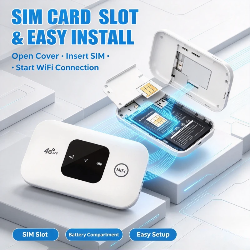 4G Lte Router Wireless Wifi 2100mAh Mobile Hotspot with SIM Card Slot Hotspot Pocket WIFI 150mbps for Outdoor Home Office Travel
