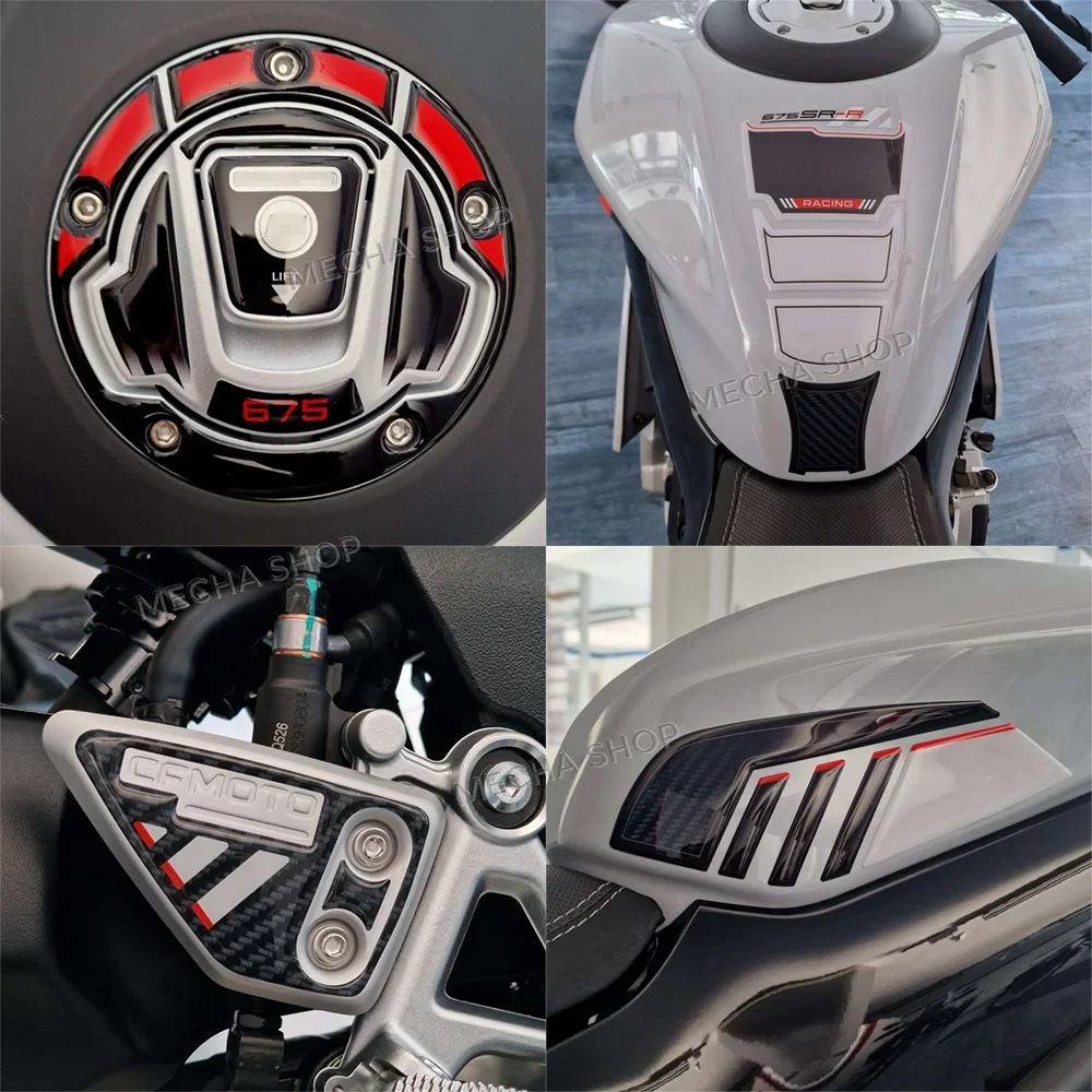 For CF MOTO 675SR-R Aerolite Grey 2025-2026 Motorrad Tank Protector Decals 3D Motorcycle Fuel Tank Cap Sticker