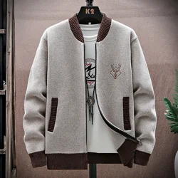 Men Cardigan Knitted Sweatercoat 2025 Autumn Winter Korean Fleece Warm Thick Baseball Collar Jacket Wool Sweater Men Clothing